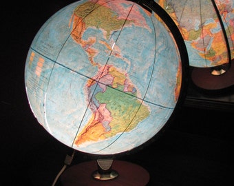 Vintage Illuminated SCAN GLOBE Denmark World Globe LAMP 1970