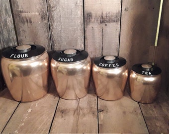 Vintage Spun Copper Kromex Canisters Kitchen Canisters Kitchen Storage Canister Bin Countertop Canister Set