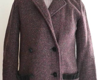 SALE Was 30 NOW 25 Vintage purple wool long length maxi coat Small