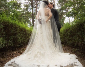 Lace Wedding Veil-Partially Laced