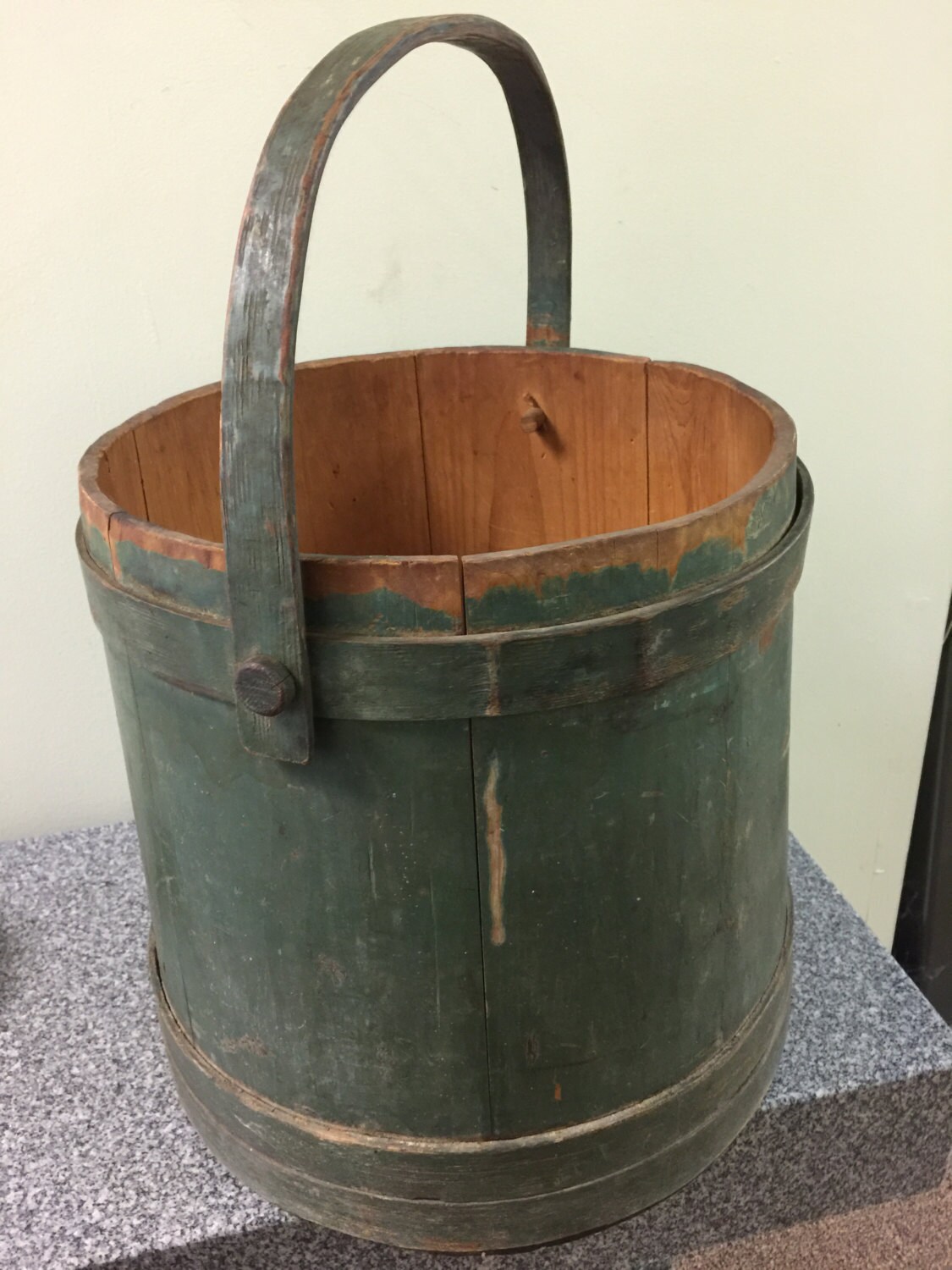 Wooden Firkin or Sugar Bucket with Handle