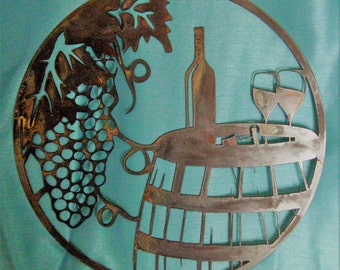 Wine metal wall art | Etsy