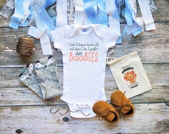 Dos Boobies Funny Baby Onesie® Cute Baby Boy & Girl Clothes - Funny Breast Feeding Onesies - Drinking Milk - Baby Shower Gifts - M125