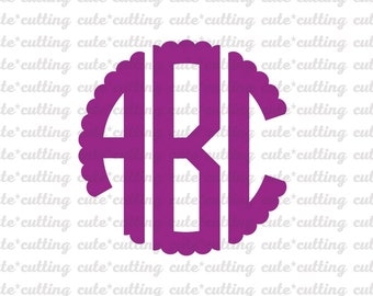 Scalloped Circle Monogram Font svg, Initials svg, Letters Alphabet svg dxf jpeg cutting files for Silhouette Cameo, Portrait, Curio, Cricut