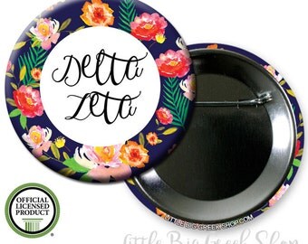 Delta Zeta DZ Floral Single or Bulk 2.25" Pinback Button