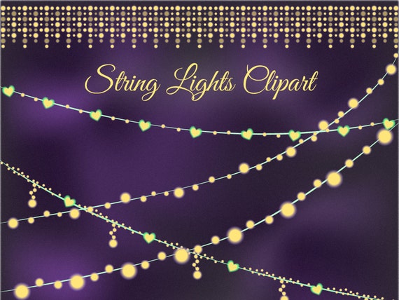 Sale 30% Hearts clipart string lights clip art sparkling