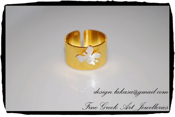 Butterfly Chevalier Ring Sterling Silver 925 Gold Plated Jewelry