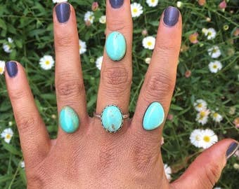 Elisa Turquoise Ring / Sterling Silver Ring / Silver Turquoise Ring / Custom Turquoise Ring / Blue Turquoise Ring / Genuine Turquoise
