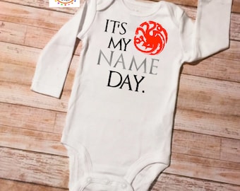 Game of Thrones, Game of Thrones Baby, Baby Shower Gift, Baby Onesie, Baby Gift, Targaryen, Name Day Onesie, Onesie, Bodysuit, Newborn Baby