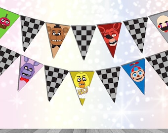 Five Nights at Freddy's Party Supplies FNAF bunting Digital Download Printable FNAF Party