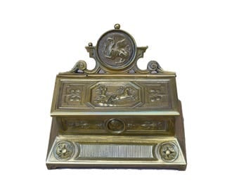 French Antique Bronze Match Striker - Neoclassical Matches Holder - Griffin Pyrogene - Renaissance Decor