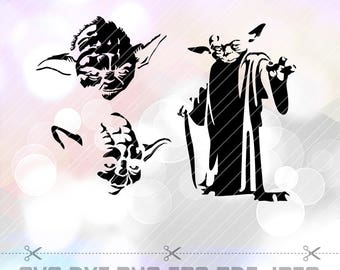 Star Wars Master Yoda SVG DXF Png Vector Cut File Cricut Design Silhouette Cameo ScanNcut etc Stencil Decal Vinyl Heat Transfer Iron Paper