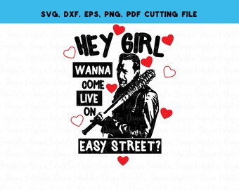 Negan Lucille Walking Dead Svg dxf eps pdg png Easy street valentines