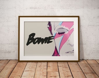 David Bowie Poster. Ziggy Stardust Design . Large Sizes Available. Ziggy Stardust Poster