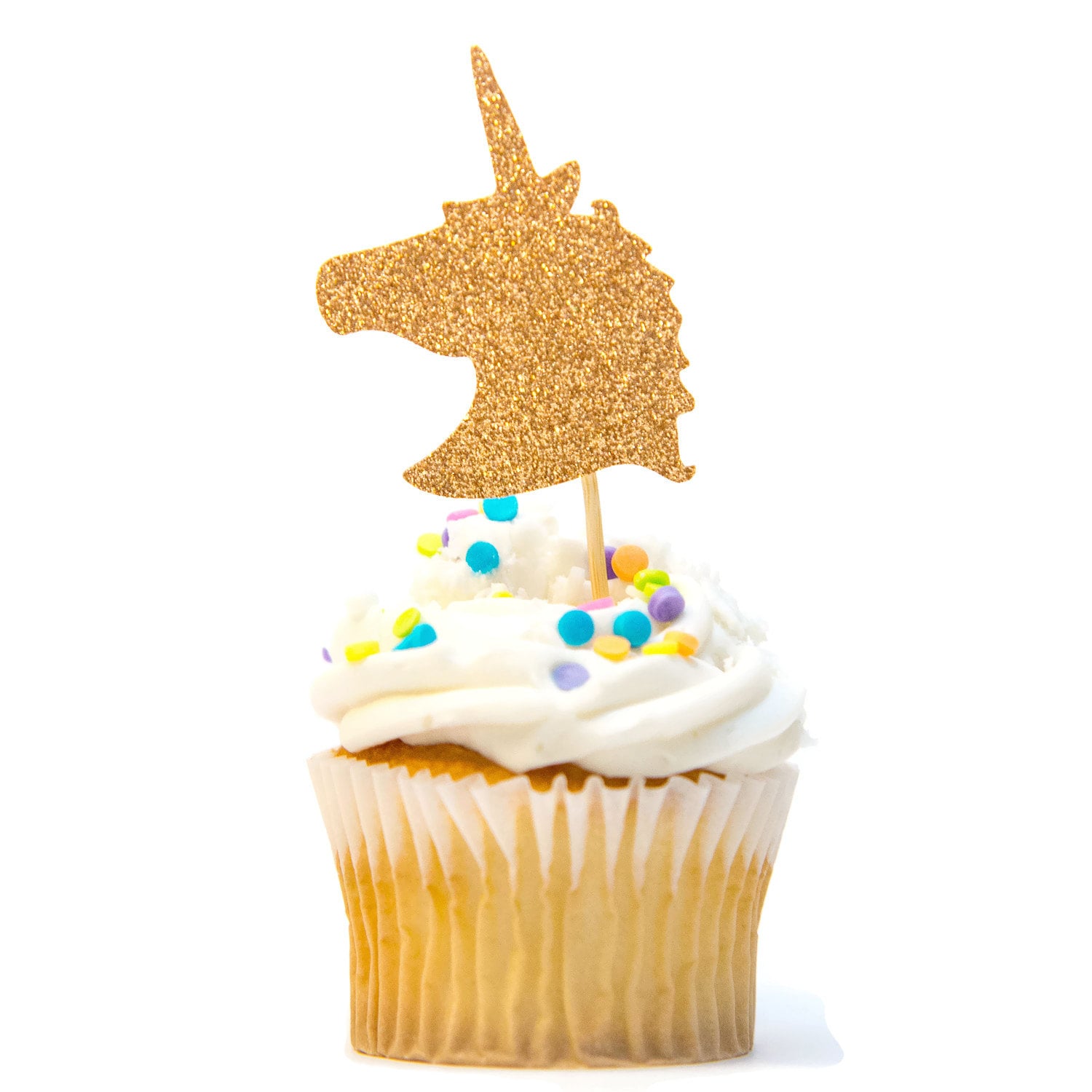 12 count glitter unicorn head cupcake topper baby shower