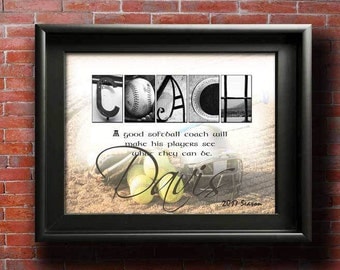 Softball Coach Gift, Thank You Coach Softball, Custom Coach Printable Appreciation, Softball Coach Gifts, Softball Coach Retirement DIGITAL
