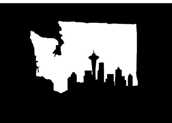Washington State Seattle City outline vinyl decal. Show your