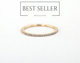 Diamond Eternity Wedding Band - Rose Gold Wedding Band - Micro Pave Diamond Eternity Band avail in 14k Rose Gold, 14k White Gold, 14k Gold