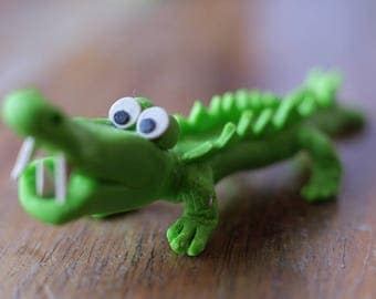 Yourik alligator, crocodile decoration in fimo