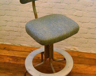 Industrial Tansad swivel office chair leather metal vintage retro antique machinist desk