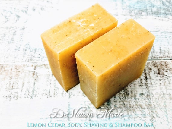 SOAP- Lemon Cedar Soap, natural soap, shampoo bar, shaving soap, cold process soap, father's day gift, christmas gift, bugs off camping soap