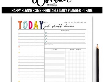 Happy Planner Daily Planner, Today Planner, Printable Planner, Printable Daily Planner, Daily Planner Insert, Printable Planner Inserts