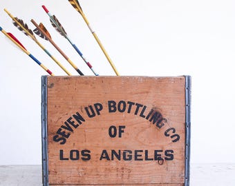 Vintage Wooden 7up Crate / 1970's Industrial Decor / Rustic Storage Solution