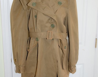Vintage 1960's 70's Military Double Breasted Trench Jacket