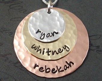 Mixed Metal Layered Personalized Mom Necklace