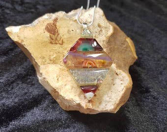 Fused Glass Pendant - Fused Glass Jewelry - Dichroic Glass - Fused Glass UK - Dichroic Jewelry - Fused Glass Pendant - Jenga Pendant