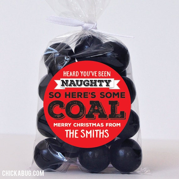 Christmas Stickers Bag of Coal Sheet of 12 or 24