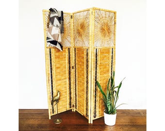 Vintage Rattan Screen / Room Divider
