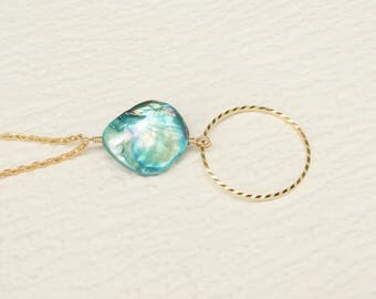 Gold Lanyard Blue, Gold Eyeglass Chain Loop, Aqua Blue Shell Glasses Chain, Beaded Blue Eyeglass Chain Necklace, Pretty Lanyard Gold For Her