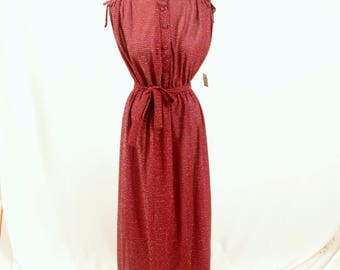 70s Red Maxi Dress * 70s Maxi Dress * Sheer Maxi Dress * 1970s Dress * Red Dress * Summer Dress * Red Sundress * Ruched Dress * NWT