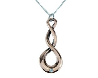 7 Year Anniversary Celtic Twisted Copper and Diamond Pendant - Hand Cast from Solid Traditional 7 Year Anniversary Copper