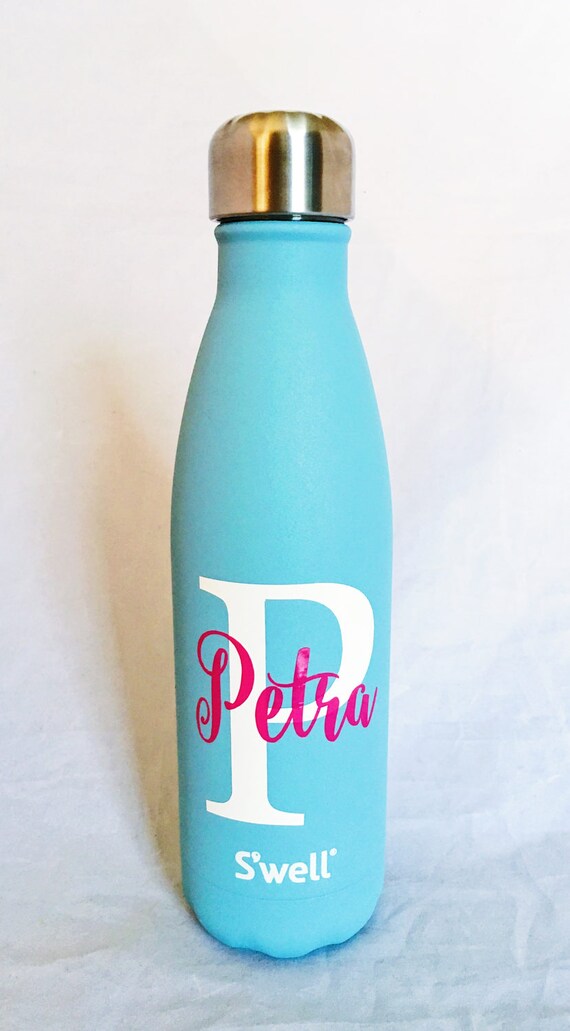 NEW Aquamarine S'well bottle with Custom Big Initial and Name S'well Bottle - Bridesmaids, Sorority, Personalized Swell, Custom Swell