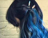 Crystal hair pin, quartz crystal hairpin, raw crystal hairpin, clear quartz hairpin, quartz hair accessory, aqua aura quartz hair pin