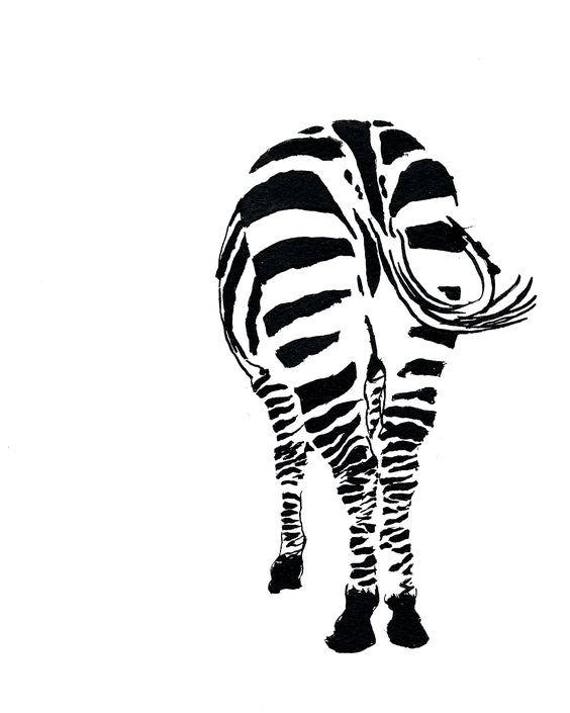 Zebra Butt Ink Sketch Ink Drawing Pen and Ink Black and