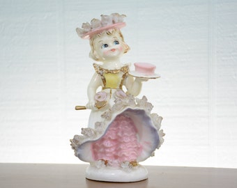 Lipper & Mann Creations Girl Figurine with Pink Pantaloons and Spaghetti Flowers