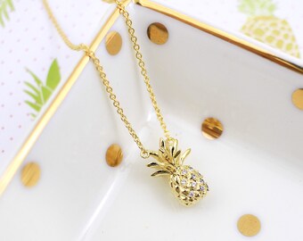 Small Gold Pineapple Necklace, Pineapple Pendent Necklace,Bridesmaid Gift,Birthday Gift, Dainty Necklace