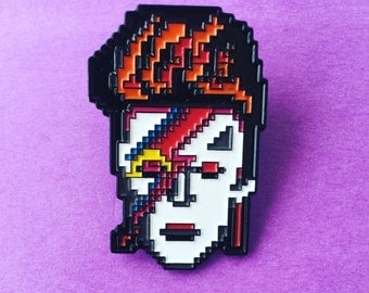 David Bowie Enamel Pin / Aladdin Sane / Ziggy Stardust / 8 bit / Pixelated
