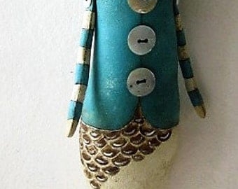 Mermaid, OOAK folkart mermaid, siren, fairytale, whimsical.