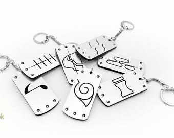 Naruto Hidden Village Reversible Lasercut Keychains