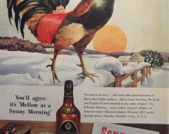 SCHENLEY WHISKEY Original Vintage 1940s Magazine Ad Bar Decor Man Cave Ready To Frame Additional Ads Ship FREE