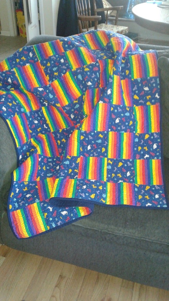 Colorful quilt couch throw kid's bed gift for man