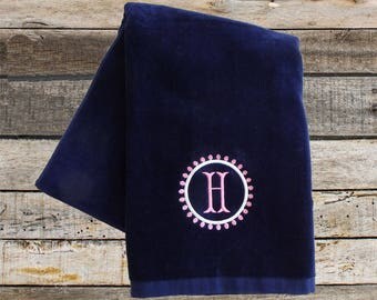 Monogram Beach Towel / Pool Towel / Cabana Stripe Towel / Large Beach Towel / Bridesmaid Gift / Custom Beach Towel / Camp Towel
