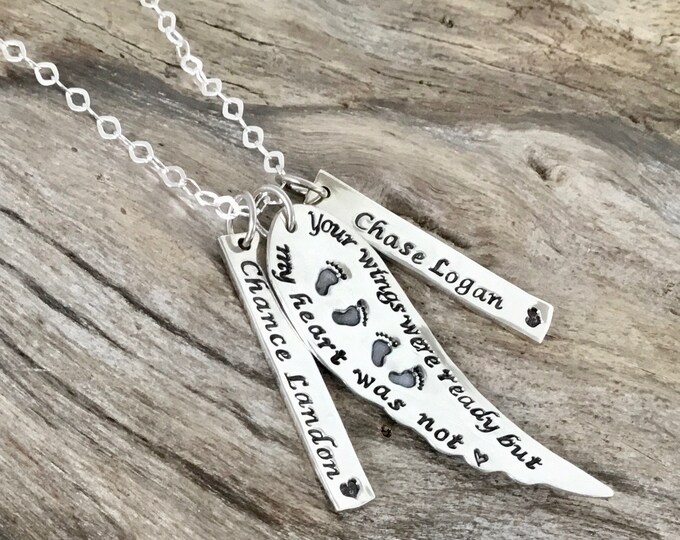 Personalized Memorial Necklace/Your wings were ready, my heart was not/Miscarriage Remembrance - Miscarriage Necklace - Infant Loss Jewelry