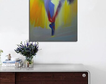 Giclee print canvas art, Yellow Modern Art Print, Ballerina Print of Painting, Woman Print by Yuri Pysar