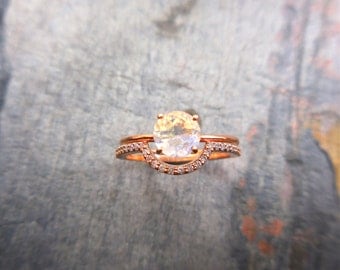 Custom Moonstone Engagement Ring - Moonstone Wedding Set, Delicate Moonstone Ring, Solitaire, June Birthstone, Rainbow Moonstone, Blue Moon