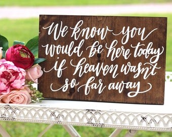 In Loving Memory Sign, Rustic Wedding Signs, We Know You would be Here Today, If Heaven Wasn't So Far Away, Wooden Wedding Sign | 11x8